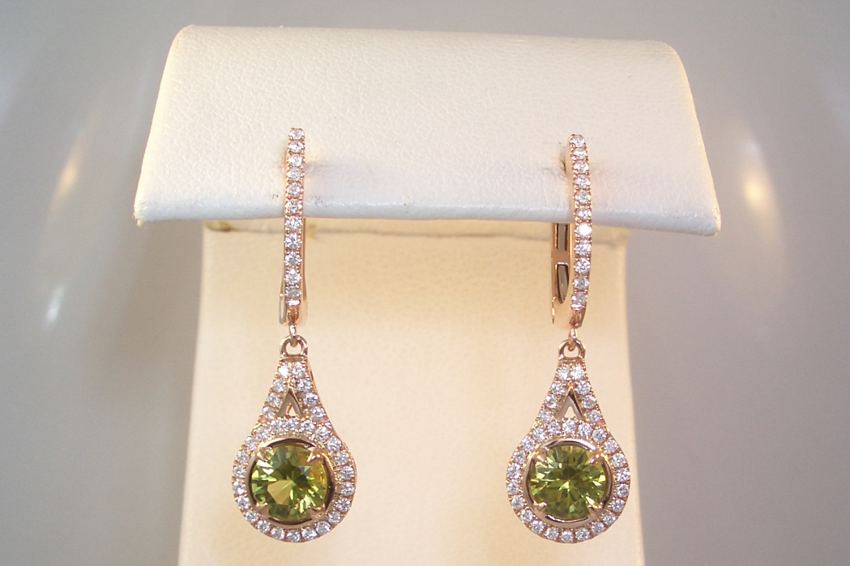 Green drop earrings